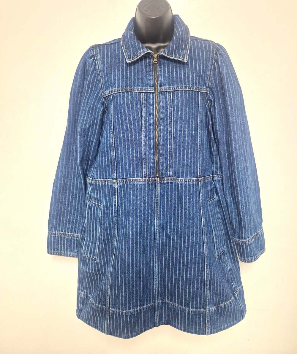 ME+EM 100% Organic Cotton Striped Denim Mini Dress sz 10 AW25WD559
